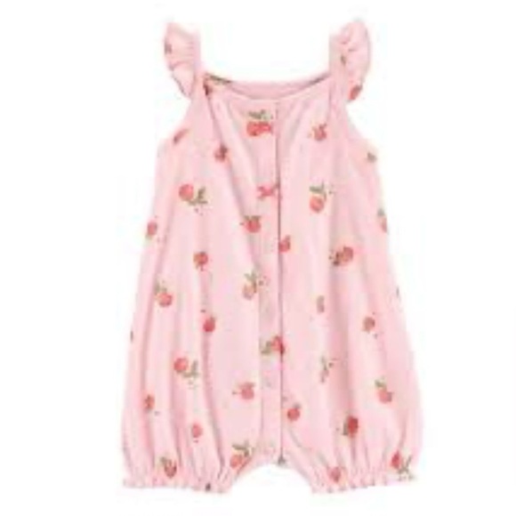 Carter’s|Baby girl light pink apple fruit print bubble romper•••boho novelty - Picture 7 of 7